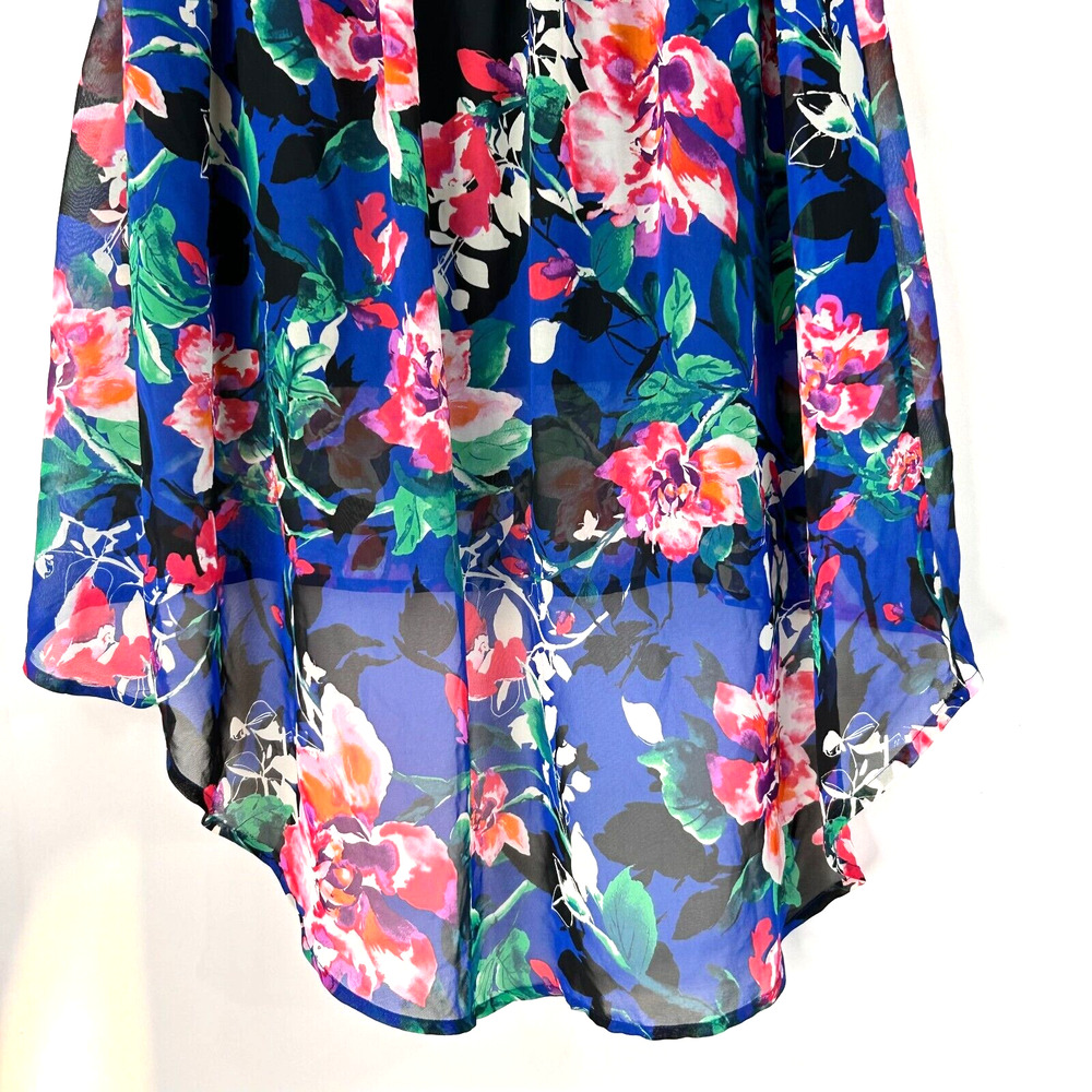 Forever 21 Skirt Womens Medium Blue Floral Print Pleated Long Back Side Zip - Picture 9 of 11